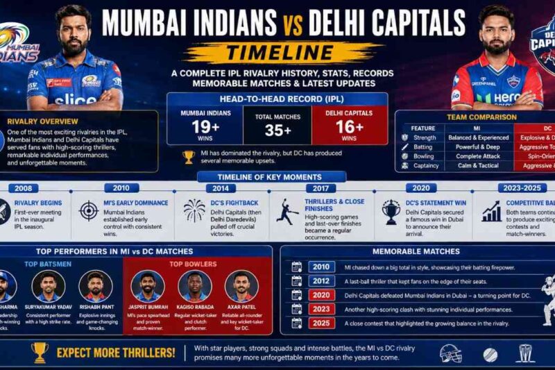 Mumbai Indians vs Delhi Capitals Timeline: Epic Rivalry History & Complete Timeline (2026)
