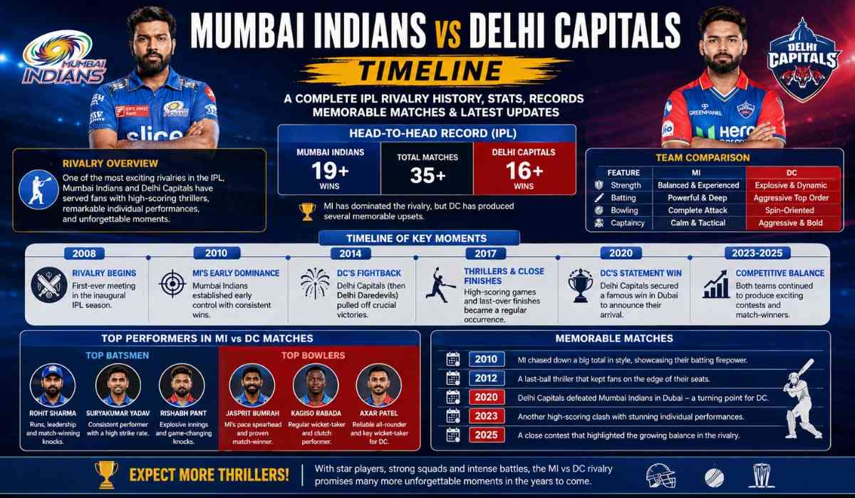 Mumbai Indians vs Delhi Capitals Timeline