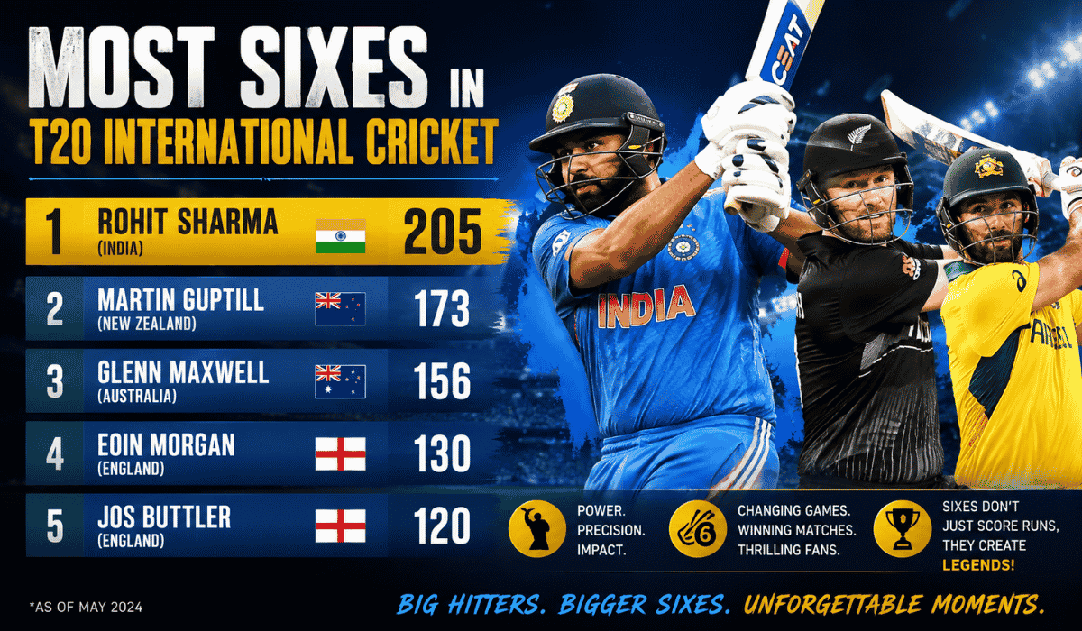 Most Sixes in T20 International Cricket