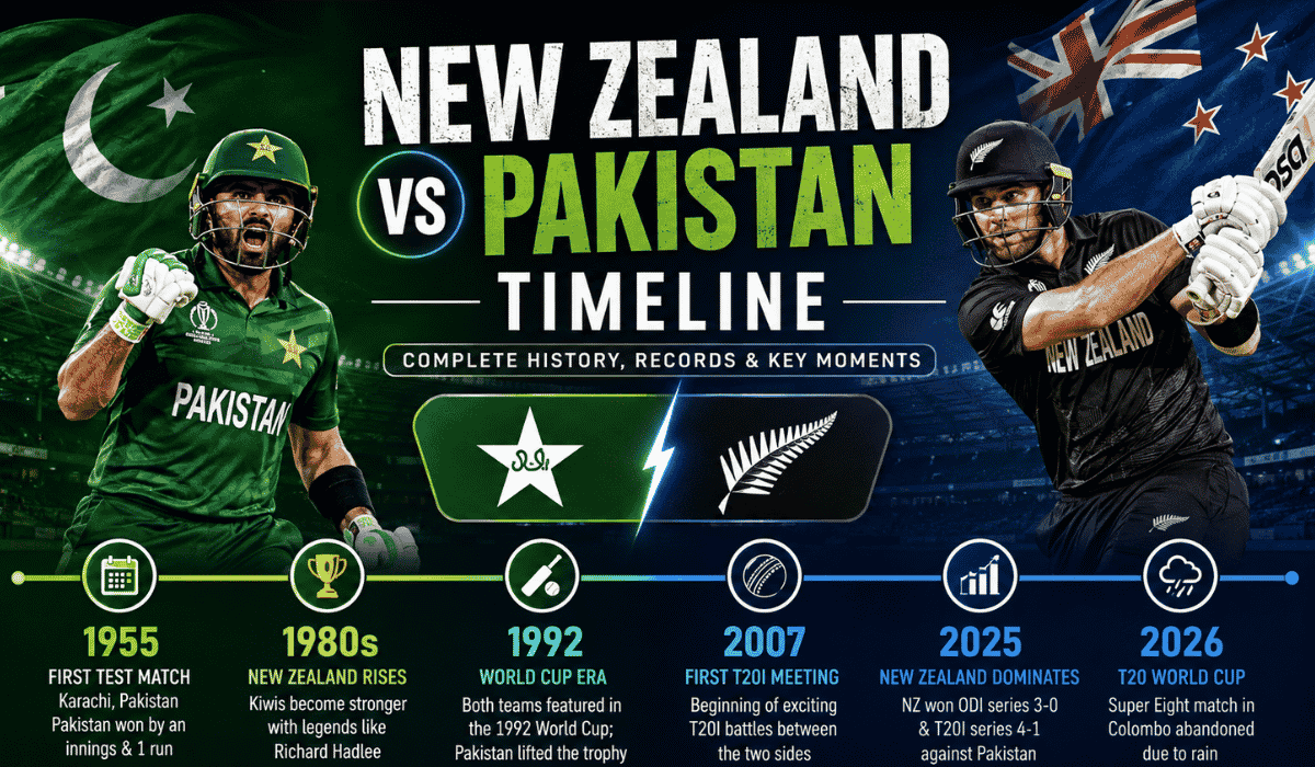 New Zealand National Cricket Team vs Pakistan National Cricket Team Timeline